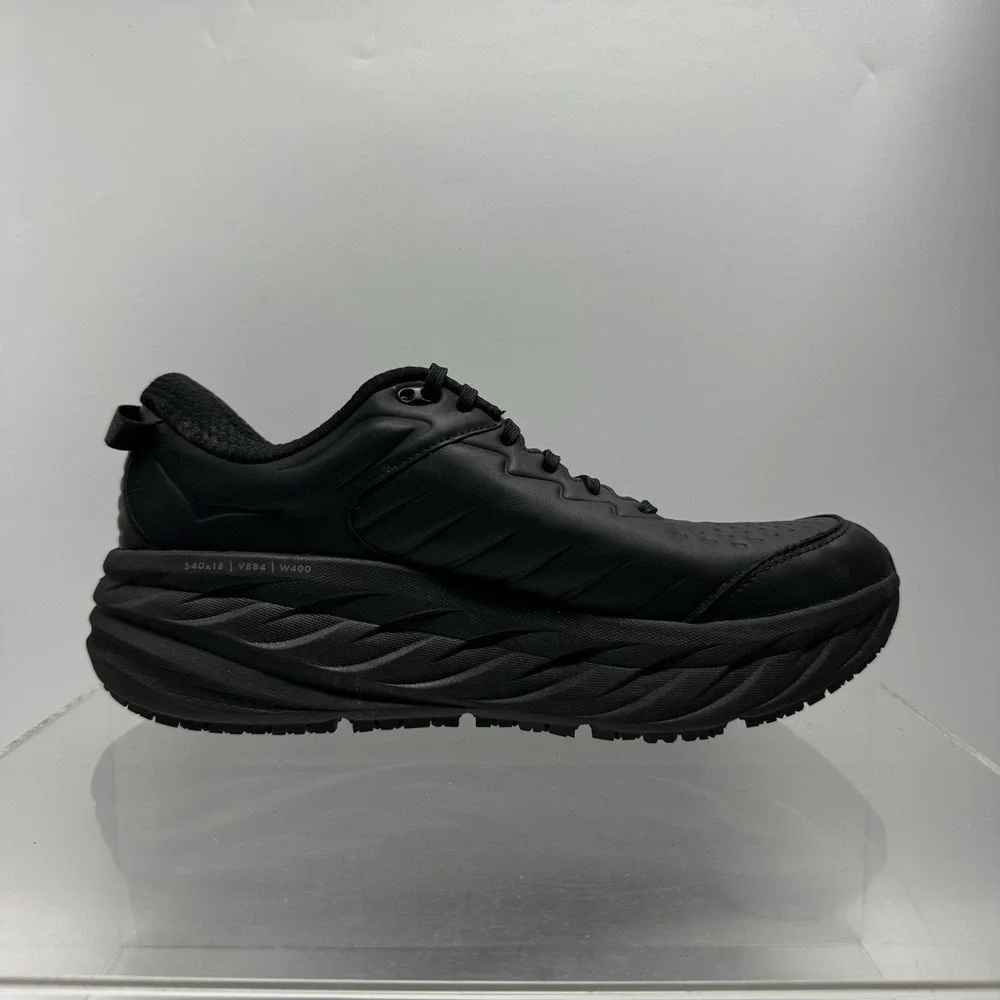Hoka One One Bondi SR Black 1110520 BBLC Slip Resistant Leather Men's Size 11.5